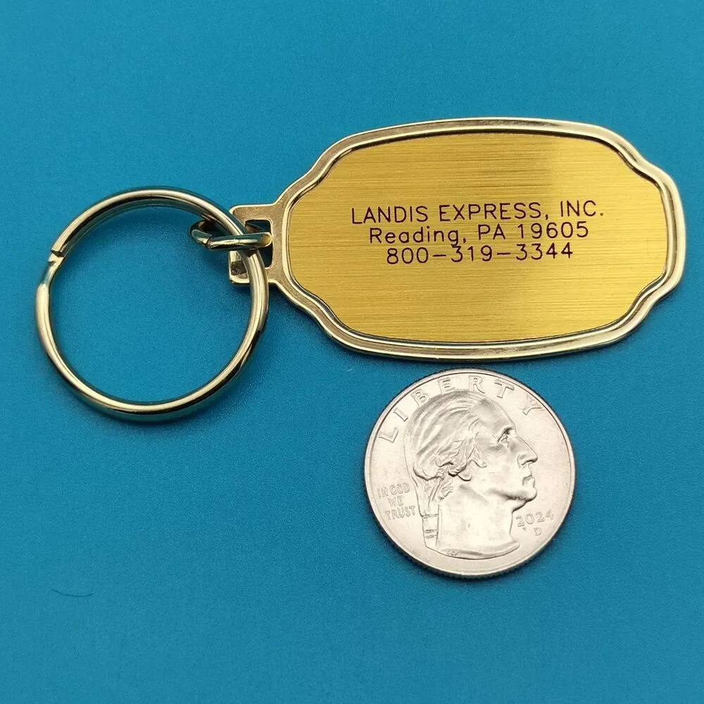 LANDIS EXPRESS Reading PA Keychain Metal Gold Tone Key Ring Vintage